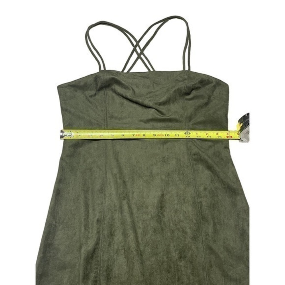Anthropologie Faux Suede Midi Slip Dress Size 10 Moss Green NWT - Picture 6 of 11